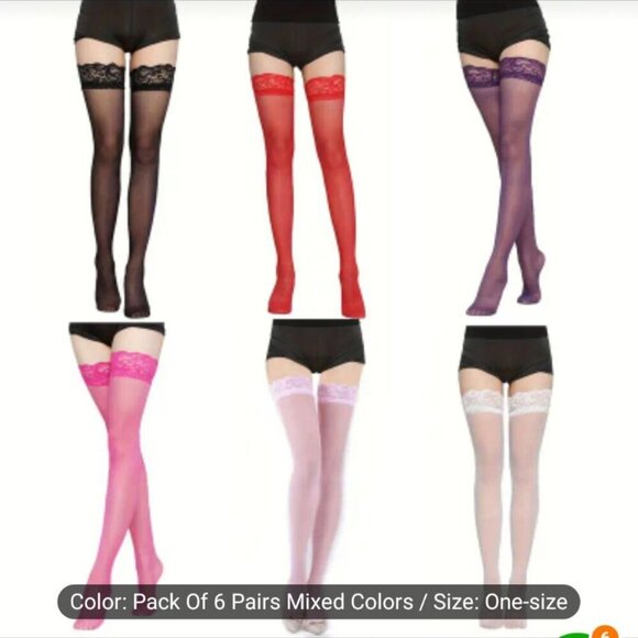 Lot 2 NWT Women's s Thigh-high Sheer Lace Trim Stockings 2 pairs Nylons - Picture 2 of 13